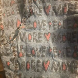 Ashley Stewart pre-love skinny jeans, Denim  jeans with Peace and Love Print